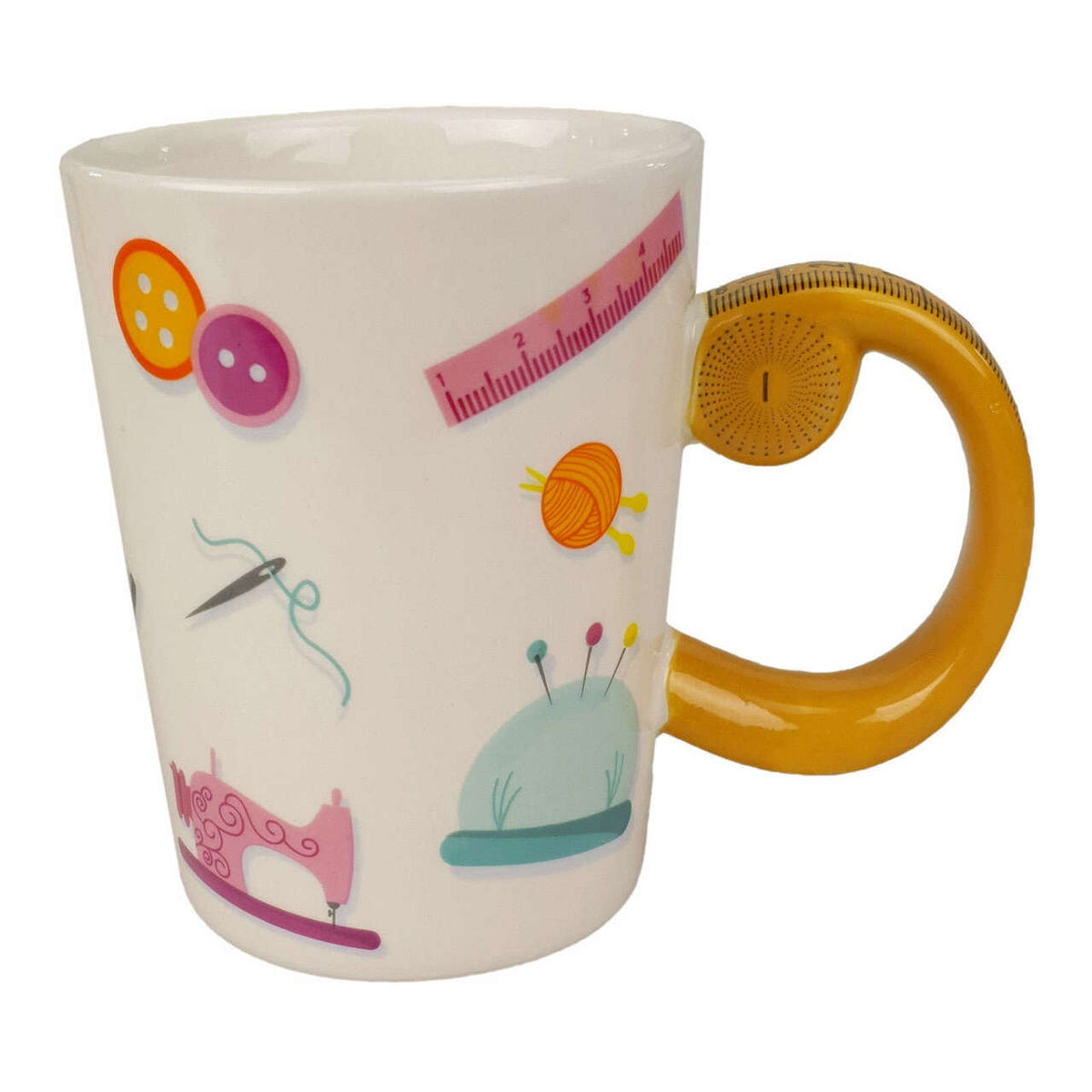 Tape Measure Shaped Handle Mug The Fabric Farm