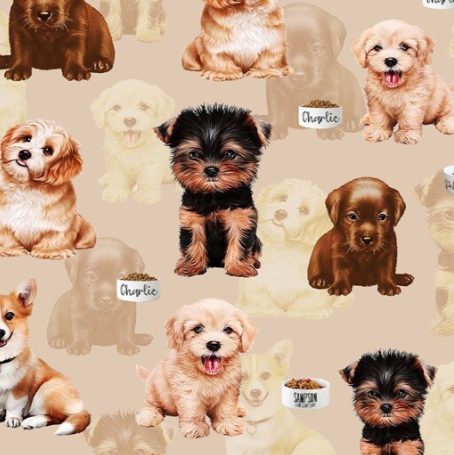 Puppies Allover ~ 1057-621B BROWN