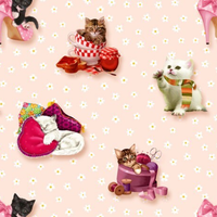 Playful Kittens ~ Allover 797A PINK