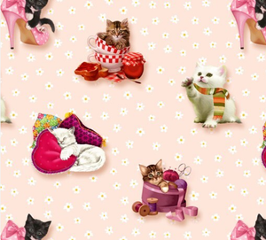 Playful Kittens ~ Allover 797A PINK