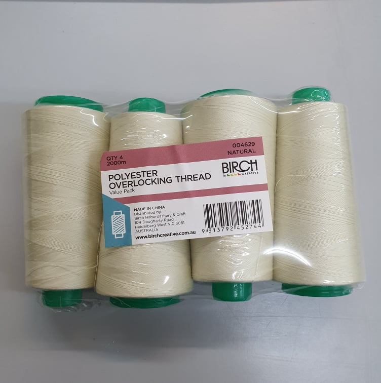 Overlocking Threads ~ Polyester 4pk NATURAL