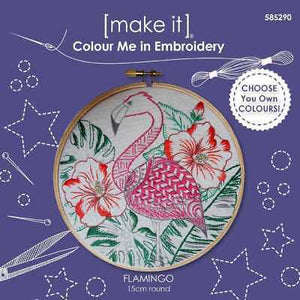 Colour Me In ~ Embroidery Kit ~ Flamingo