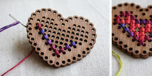 Make it ~ Wooden Heart Cross Stitch Kit